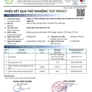 Kiểm nghiệm nước giặt thảo mộc xanh x4