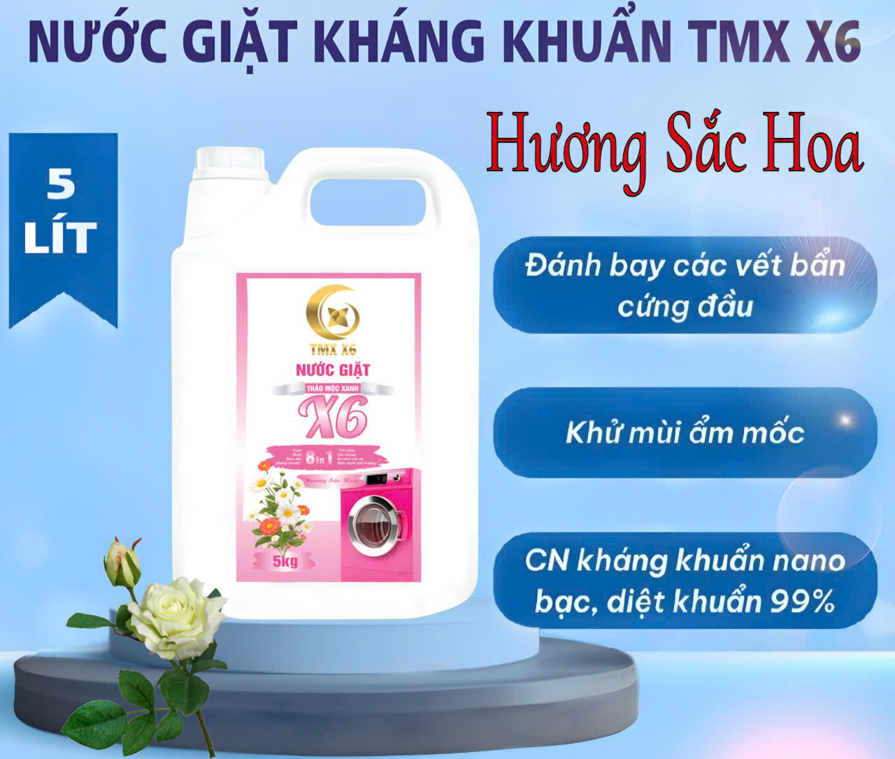 Nước giặt thảo mộc xanh x4 hương sắc hoa